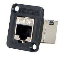 Switchcraft EHRJ45P5ES RJ45 CAT5e Feedthru Panel Mount Jack, Shielded, Plastic Black Housing