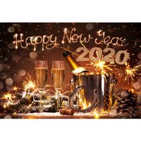 Leyiyi Happy New Year Backdrop 8x6ft Photography Background Champagne Fireworks Dessert Table New Year Eve Shining Spots Bar Restaurant Interior Decor Banquet Photo Portrait Studio Props