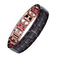 Mishow Mens Gun Black Copper Double Row Magnetic Therapy Bracelets for Arthritis Wristband Adjustable