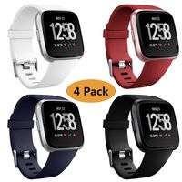 Neitooh 4 Packs Bands Compatible with Fitbit Versa/Versa 2/Fitbit Versa Lite for Women and Men, Classic Soft Silicone Sport Strap Replacement Wristband for Fitbit Versa Smart Watch