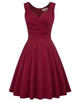 Women's Vintage Business Sleeveless Cocktail Dress Size 2XL Wine Red CL698-2