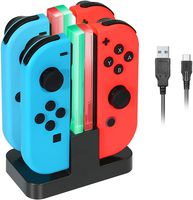 Joy Con Controllers charger, Charger For Nintendo Switch 4 in 1 Joy-Con Charger Station with Individual LEDs indication