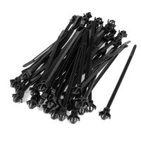 Uxcell Nylon Push Mount Car Install Cable Tie, 142mm x 4.7mm, 50 Pcs, Black