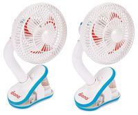 Diono Two2Go Stroller Fan, Clip-On Portable Cooling Fan for Child Comfort, White (2-Pack)