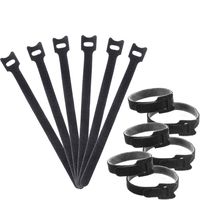 Reusable Fastening Cable Ties, PEMOTech 100 PCS Fastening Cord Ties + Hook+ Loop, Rope Organizer, Cable Holder, Nylon Wire Straps for Electrical and Computer, 6-Inch Black