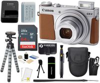 Canon PowerShot G9 X Mark II 20.1MP Full HD 1080p Wi-Fi is Digital Camera (Silver) + SanDisk 64GB Card + Reader + Card Wallet + Case + Tripod + Accessories Bundle