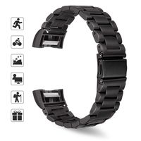 TOMALL Metal Bands Compatible for Fitbit Charge 2,Stainless Steel Metal Replacement Wristband for Women Men (Small-Large, Black)