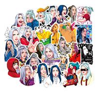 Chutoral 50pcs Billie Eilish Stickers, Vinyl Skateboard Guitar Travel Case Sticker Door Laptop Luggage Car Bike Bicycle Stickers
