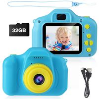 Kids Camera, AIMASON Digital Video Camera Gift for Age 3 4 5 6 7 8 9 10 Year Old Boys, Mini Rechargeable and Shockproof Camera Creative DIY Camcorder for Little Boy with 32GB SD Card (Blue)