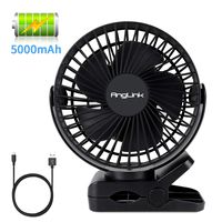 Clip on Fan, 5000mAh Large Battery Powered Fan USB Rechargeable for Baby Stroller Home Office Camping Outdoors
