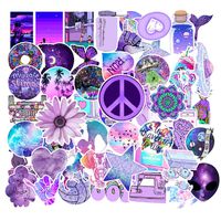 50 Pcs Street Fashion Sticker Decals for Laptops Cars Water Bottle Luggages Ipad Street Doodle Sticker Set Waterproof Sticker (Purple)