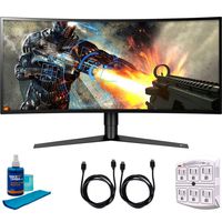 LG 34GK950F-B 34-inch UltraWide QHD Curved LED FreeSync Gaming Monitor 2018 Model Bundle with 2X 6ft HDMI Cable, Screen Cleaner for LED TVs and SurgePro 6 NT 750 Joule 6-Outlet Surge Adapter