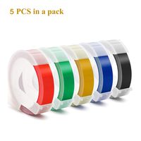 Embossing Label Tape Compatible with Dymo Label Maker,3/8 Inch 3D Plastic Labels Replacement for Dymo Organizer Xpress 12965 DYM 12966 Office Mate II (White on Black/Red/Blue/Yellow/Green)