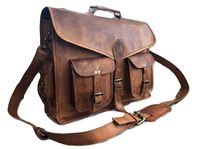 18 Inch Rustic Vintage Leather Messenger Bag Laptop Bag Briefcase Satchel Bag