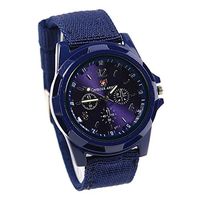 LsvtrUS Men's Sport Style Swiss Military Army Pilot Fabric Strap Watch Blue