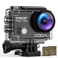 COOAU 4K 20MP Wi-Fi Action Camera External Microphone Remote Control EIS Stabilization Underwater 40M Waterproof Sport Camera Time Lapse with 2X1200mAh Batteries and 20 Accessories (1080P Wi-Fi)