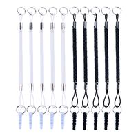 XRONG Stylus Tether 10 Pack of Detachable Elastic Coil Lanyards/Tether Strings with 3.5mm earphone jack for Stylus Touch Pens Black / Clear