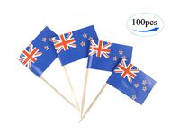 JBCD New Zealand Flag New Zealander Flags,100 Pcs Cupcake Toppers Flag, Country Toothpick Flag,Small Mini Stick Flags Picks Party Decoration Celebration Cocktail Food Bar Cake Flags