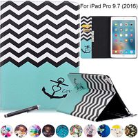 iPad Pro 9.7 Case, Newshine Premium Synthetic Leather Stand Case Cover with [Card Solts] for Apple iPad Pro 9.7 inch 2016 Release Table (Waves)
