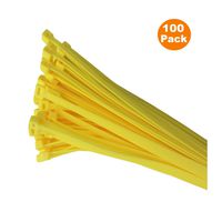 100 x Yellow Nylon Cable Ties 100 x 2.5mm / Extra Strong Zip Tie Wraps