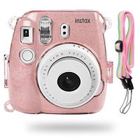 Katia Camera Case Bag Compatible for Fujifilm Instax Mini 9 Instant Camera, also for Fujifilm Instax Mini 8 Instant Film Camera with Strap - Shining Pink