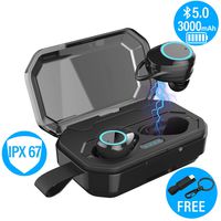 True Wireless Earbuds, TIAMAT SAIREN III Bluetooth Headphones, Upgraded 3000 Mah Power Bank Charging Case, Advanced Breather Light Bluetooth V5.0 Earphones, IPX6 7 Waterproof Headset for Smartphone
