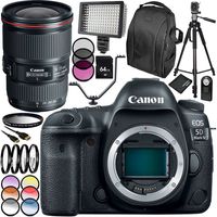 Canon EOS 5D Mark IV DSLR Camera with EF 16-35mm f/4L is USM Lens 28PC Accessory Bundle - Includes 64GB Memory Card + More