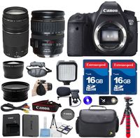Canon 6D DSLR Camera with 28-135mm IS USM Lens + 75-300mm III Lens + 2pc 16GB Extremespeed Memory Cards + LED Light + Spider Tripod + Commander Hand Grip Strap - International Version