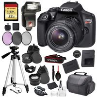 Canon EOS Rebel T6 Digital SLR Camera with EF-S 18-55mm f/3.5-5.6 DC III Lens Kit (Black) Professional Accessory Bundle Package Deal Includes: 32gb SD Card + DSLR Bag + 57" Tripod + More