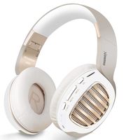 Bluetooth Headphones, Riwbox WB5 Bluetooth 5.0 Wireless Foldable Headphones Over Ear with Microphone, 5 EQ Sound Modes, Soft Memory-Protein Earmuffs, Wireless and Wired Headset for PC (White Gold)
