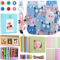 SAIKA Accessories Bundle for Fujifilm Instax Mini 9 8 8+ Camera with Case, Album, Filters, Lens,Frames and Other Accessories(Blue Cat,9 Items Kit)