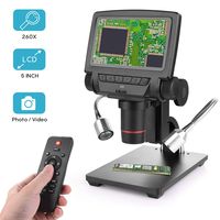 LCD Digital Microscope 5 in HD Screen High Magnification Camera Video Recorder, 8 LED 2 Fill Lights, with Remote Control, Compatible with Windows XP/7/8/10