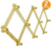 Ram-Pro Set of 2 Accordion Style Wood Expandable Rack Hat, Cap, Belt, Umbrella Coffee Mug Wall Wooden Pegs