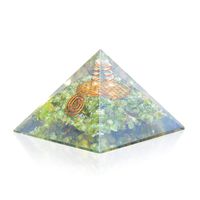 Orgone Pyramid - Flower Of Life Orgone Energy Peridot Copper Pyramid- Healing Crystals for EMF Protection Soul with Inner Psychic Sense-Vivid Dreams