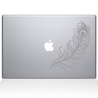 The Decal Guru Peacock Feather MacBook Decal Vinyl Sticker - 15" MacBook Pro (2015 & Older) - Silver (1148-MAC-15P-S)