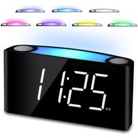 Digital Alarm Clock for Bedrooms, 7" LED Large Display & Slider Dimmer, 12/24 H, 2 USB Chargers, Loud Alarm for Heavy Sleepers, 7 Color Night Light Alarm Clock for Kids Boy Girl Travel Desk Nightstand