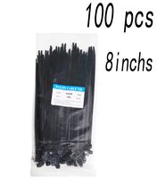 Cable Zip Ties Heavy Duty 8 Inch, Ultra Strong Plastic Wire Ties, 100 Pieces, Nylon Tie Wraps with 0.2 Inch Width in Black & White, Indoor and Outdoor UV Resistant (8")