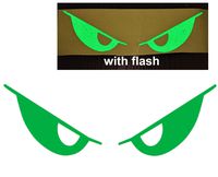 CUSHYSTORE Green Evil Eyes No Fear Decal Reflective Safety Reflector Devil Demon Sticker 6" Inches Wide Flash Night Vinyl Sport Motorbike Helmet Motorcycle Bike Racing Car Badge Sticker Door Window Tailgate Truck Trunk Side Rear Emblem Laptop Notebook
