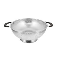 U.S. Kitchen Supply 5 Quart 11" Stainless Steel Micro Perforated Colander Strainer Basket with Coated Heat Resistant Wide Handles - Bowl to Strain, Drain, Rinse, Steam or Cook Vegetables & Pasta