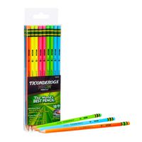 Ticonderoga Neon Pencils, #2 Pre-Sharpened Wood Pencils with Erasers, 18-Count, 13018