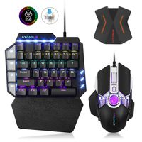 HYCARUS Wired One Handed Mechanical Gaming Keyboard and Mechanical Gaming Mouse Combo with RGB LED Backlit. HYCARUS Keyboard and Mouse Converter Adapter for Nintendo Switch/PS4/Xbox One/PS3/ Xbox 360