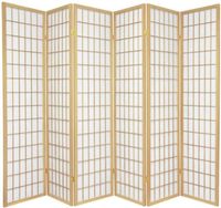 Legacy Decor 6 Panels Japanese Oriental Style Room Screen Divider Natural Color