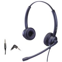 Phone Headset with 2.5mm Jack Noise Canceling Mic for Cisco Linksys SPA Polycom Grandstream Panasonic Zultys Gigaset and Other Cordless Dect Phones Including 3.5mm Connector for Cell Phone