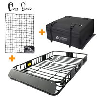 Leader Accessories Roof Rack Cargo Basket Set, Car Top Luggage Holder 64"x 39"x 6" + Waterproof Rooftop Cargo Carrier Bag + 3' x 4' Super Duty Bungee Cargo Net Stretches to 6' x 8'