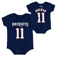 OuterStuff NFL Newborn Infants Team Color Name and Number Bodysuit Creeper (6/9 Months, Julian Edelman New England Patriots Home Navy)