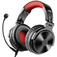 Bluetooth Over Ear Headphones, OneOdio Wired Gaming Stereo Headsets with Boom Mic for PS4, Xbox one, PC, Cell Phones, Office, Wireless Headset with 30 Hrs Playtime - Studio Wireless(Y80B) (Red)