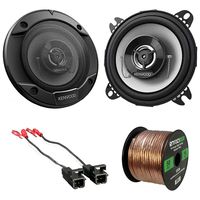 1 Pair (Qty 2) of Kenwood 4" 210 Watts Peak Power 2-Way Coaxial Automotive Car Speakers with 2 x Metra Speaker Wire Harnesses, Enrock Speaker Wire (Bundle Fits Select GM Vehicles)