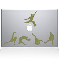 The Decal Guru 1028-MAC-15P-G Break Dancer Silhouettes Vinyl Sticker, 15" Macbook Pro (2015 & older), Gold