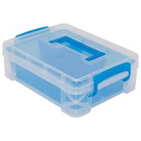 Super Stacker Divided Storage Box with Handle and Removable Tray, 10 x 7.5 x 3.25 Inches, Clear (37376)
