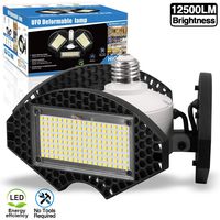 LED Garage Lights,100W Deformable LED Garage Ceiling Lights12500 LM CRI 80 Led Shop Lights for Garage, Garage Lights with 3 Adjustable Panels, Utility Led Garage Lighting (No Motion Activated) 100W1PK